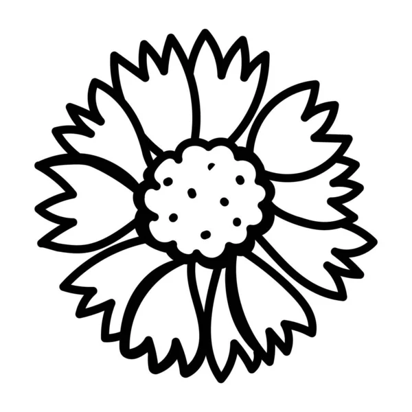 Blomsterikon Kontur Blommor Vektor Illustration Vit Bakgrund — Stock vektor