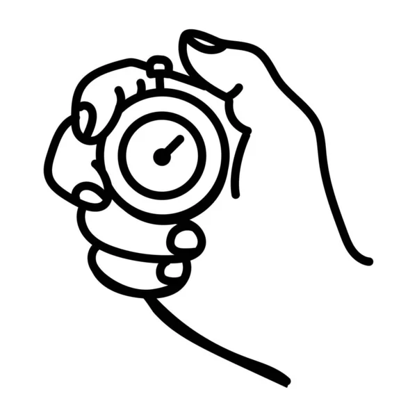 Icono Del Reloj Esquema Ilustración Vectorial Dibujado Mano Aislado Sobre — Archivo Imágenes Vectoriales