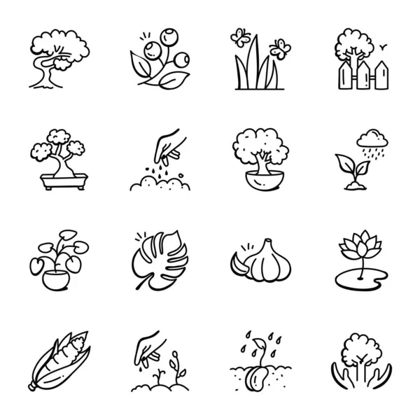 Векторная Иллюстрация Иконки Дерева Природы Набор Растительного Органического Символа Запаса — стоковый вектор