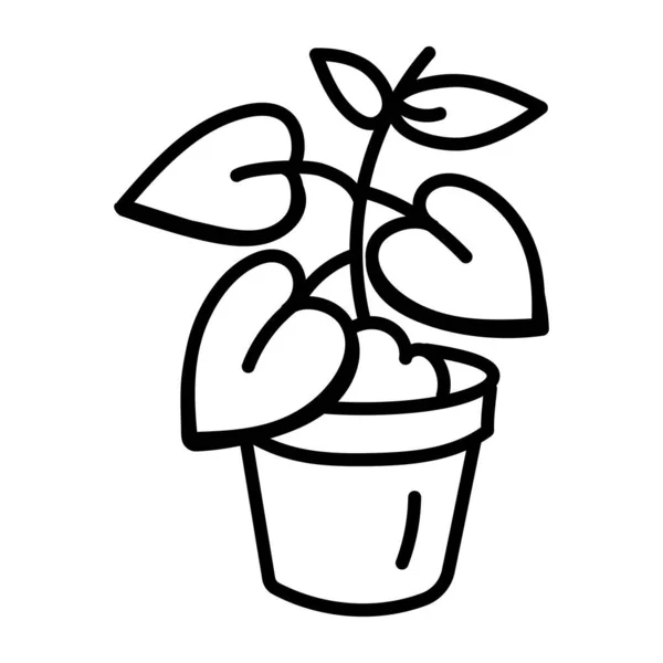 Outline Plant Pot White Background — Stock Vector