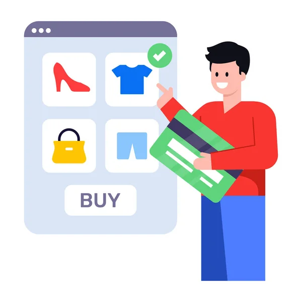 Zakupy Online Commerce Koncepcja Projektu Ikony Wektor Ilustracja Eps Grafika — Wektor stockowy