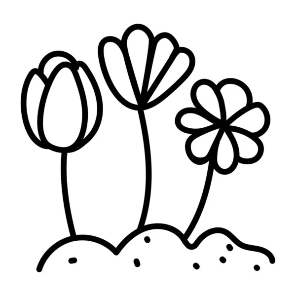 Ícone Flor Delinear Ilustração Flores Ícones Vetoriais Para Web —  Vetores de Stock