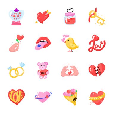 Sevimli Sevgililer Günü simgeleri.