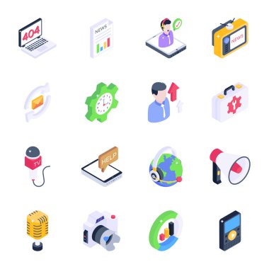 İş yönetimi ve vektör illüstrasyonuna sahip düz simgeler