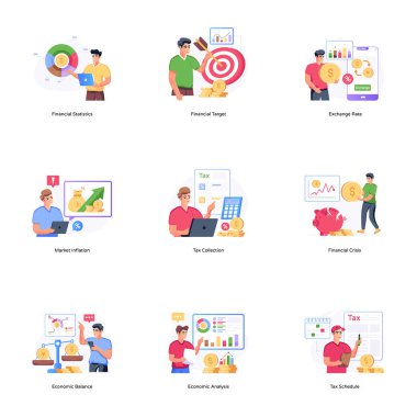 Pazarlamanın vektör düz simgeleri kümesi.