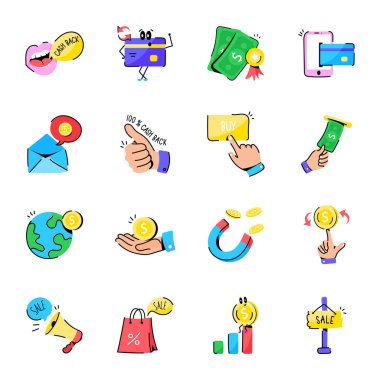 Bir grup simgeyle bir megafonu tutan el.