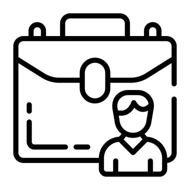 Ağ ve mobil uygulama tasarımınız, bavul logosu konseptiniz için beyaz arkaplanda izole edilmiş evrak çantası simgesi vektörü