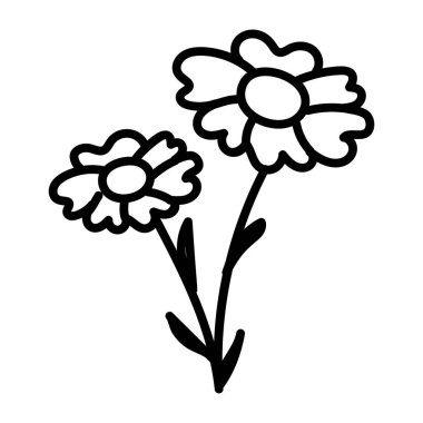 Çiçek ikonu. Çiçek vektörünün taslağı. izole kontur sembolü