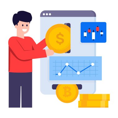 Parası ve dolar işareti olan adam vektör çizimi tasarımı