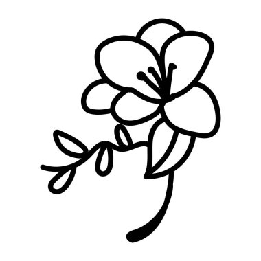 Çiçek ikonu. Beyaz arkaplandaki çiçek vektör çizelgesi