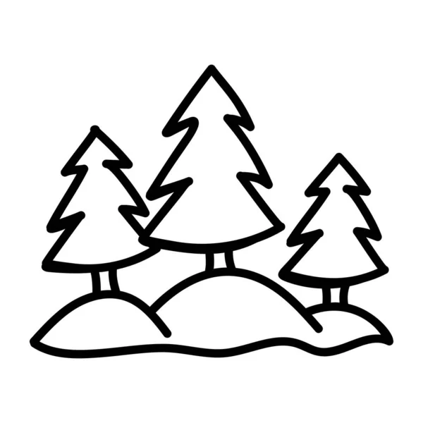 松树图标向量 细线标志 孤立等高线符号图解 — 图库矢量图片