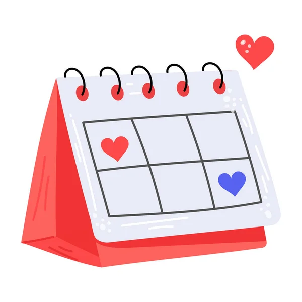 Calendario Con Corazón Ilustración Vectorial — Archivo Imágenes Vectoriales