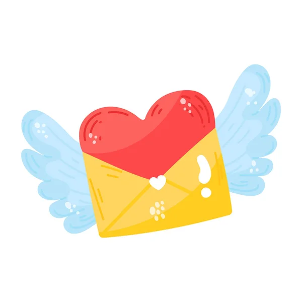 ハートと愛のシンボルベクトルイラストデザインの封筒 — ストックベクタ