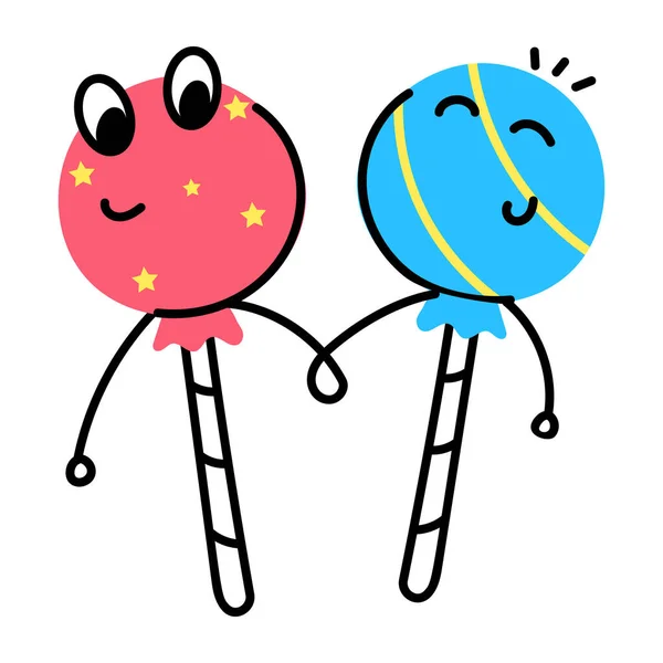 Cute Cartoon Illustration Happy Lollipops — Stock Vector