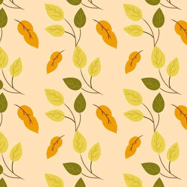 Sonbahar yapraklarıyla kusursuz desen. Vektör illüstrasyonu