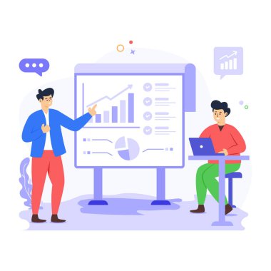 Kişi tartışma tablosu ve grafikler, iş planının düz çizimi