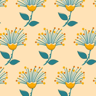 Çiçekli kusursuz desen, vektör illüstrasyonu