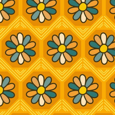 Soyut çiçeklerle kusursuz desen. vektör illüstrasyonu