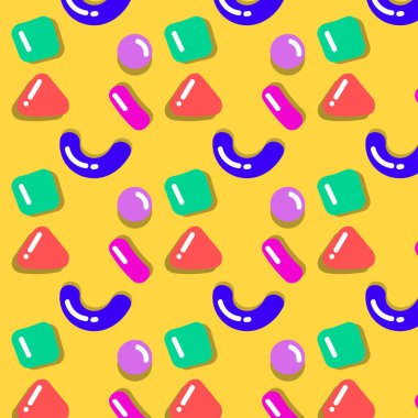 Soyut geometrik şekilleri olan renkli, parlak, pürüzsüz bir desen. vektör illüstrasyonu