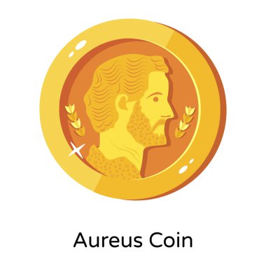 Aureus madeni para modern simgesi, vektör illüstrasyonu