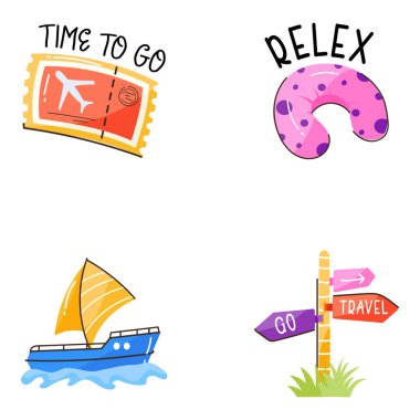 Yaz tatilinin vektör simgeleri.