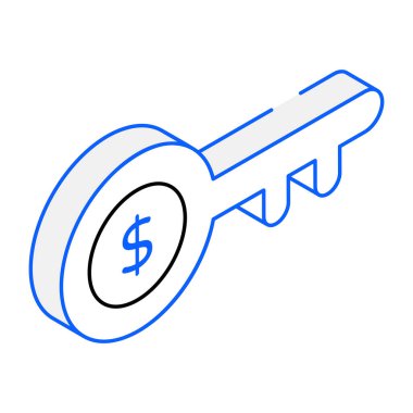 Dolar sembollü anahtar. Web için anahtar vektör simgelerinin özet çizimi