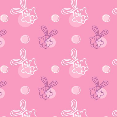 Sevimli tavşan ile Seamless modeli. Vektör çizim