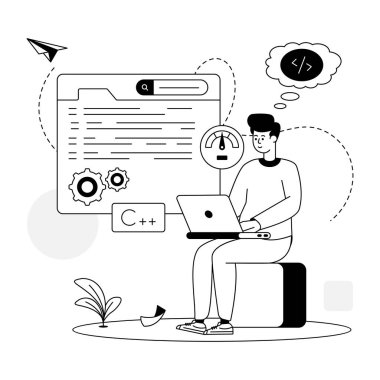 IT geliştirme modern simgesi, vektör illüstrasyonu 