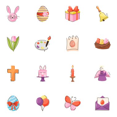 Paskalya ikonları hazır. ağ için 9 tavşan vektör simgesinin karikatür çizimi