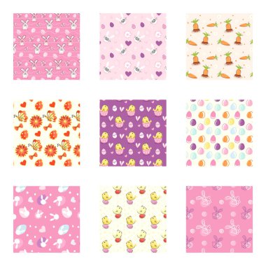 Dikişsiz desen, vektör çizim seti