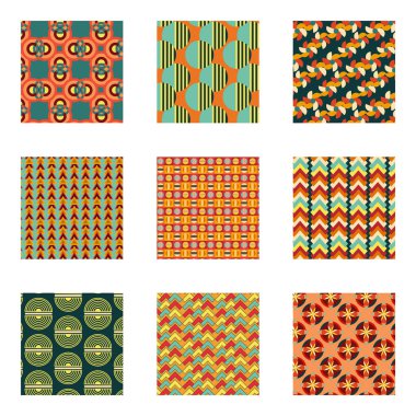 Dikişsiz desen seti. Vektör çizim.