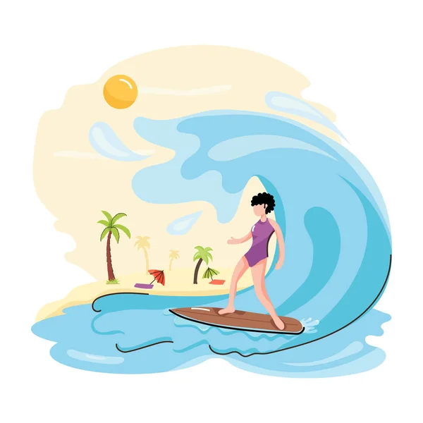 Surfing Icon Vector Illustration — Stock Vector