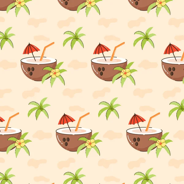Seamless Pattern Tropical Cocktails Vector Illustration — Stock Vector