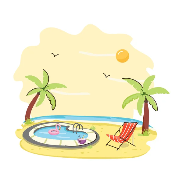 Illustration Vectorielle Plage Été Graphisme — Image vectorielle