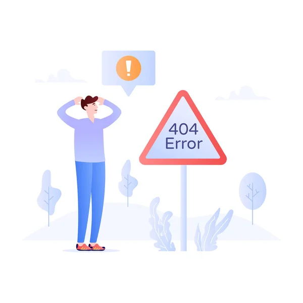 Avviso Guasto Sito Web Illustrazione Piatta Errore 404 — Vettoriale Stock