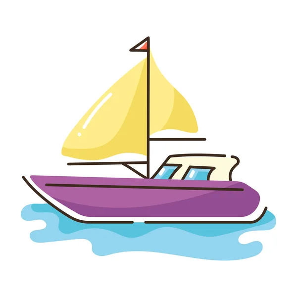 Segelboot Ikone Vektor Illustration Grafik Design — Stockvektor