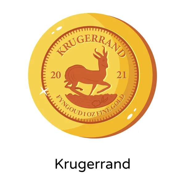 Krugerrand Münze Modernes Symbol Vektorillustration — Stockvektor