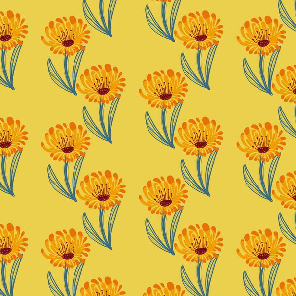 seamless pattern with flowers. hand drawn illustration.
