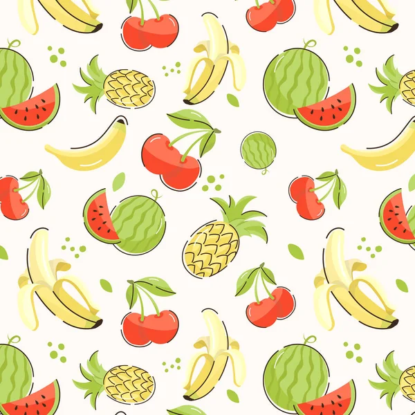 Padrão Sem Costura Com Frutas Bagas Ilustração Vetorial — Vetor de Stock