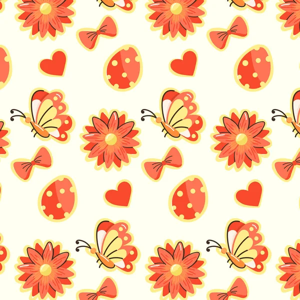 Motif Sans Couture Avec Des Fleurs Des Papillons Mignons — Image vectorielle