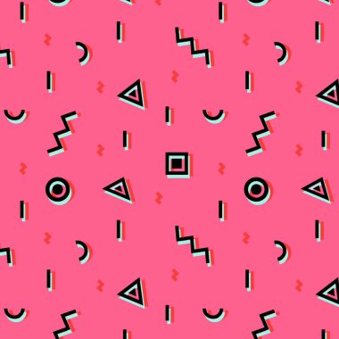 memphis stili geometrik desen. Soyut arkaplan. vektör illüstrasyonu.