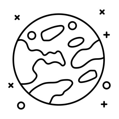 Siyah Gezegen simgesi beyaz arkaplanda izole edildi. Vektör İllüstrasyonu