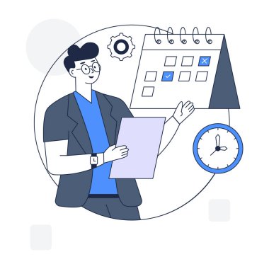 Saat vektör illüstrasyon tasarımına sahip iş adamı