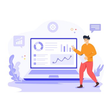 Analiz. Online eğitim. vektör illüstrasyonu