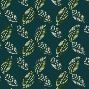 Tropikal yapraklarla kusursuz desen. Vektör illüstrasyonu