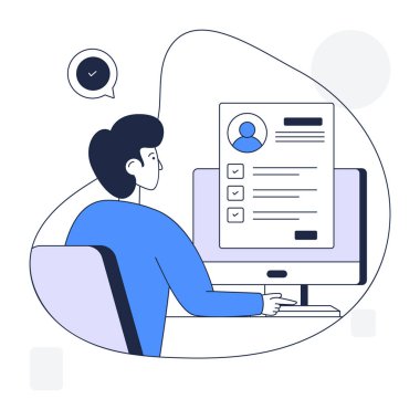 Dizüstü bilgisayarı ve pano vektör illüstrasyon tasarımı olan kadın