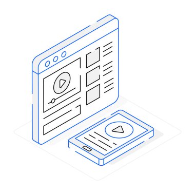 İnce hatlı, vektör illüstrasyonlu dizüstü bilgisayarın izometrik çizgi simgesi