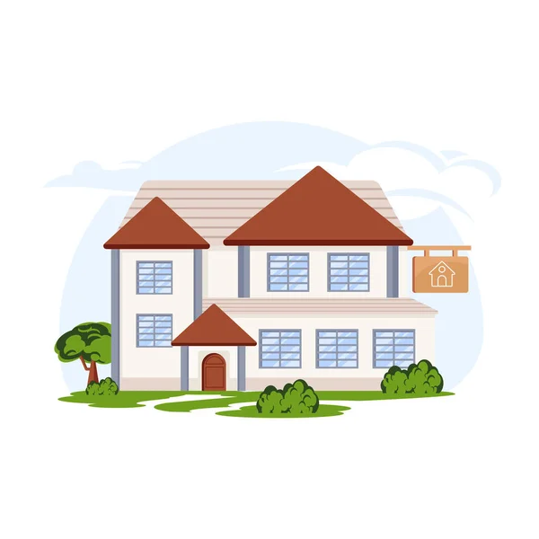 House Roof Trees Vector Illustration — ストックベクタ