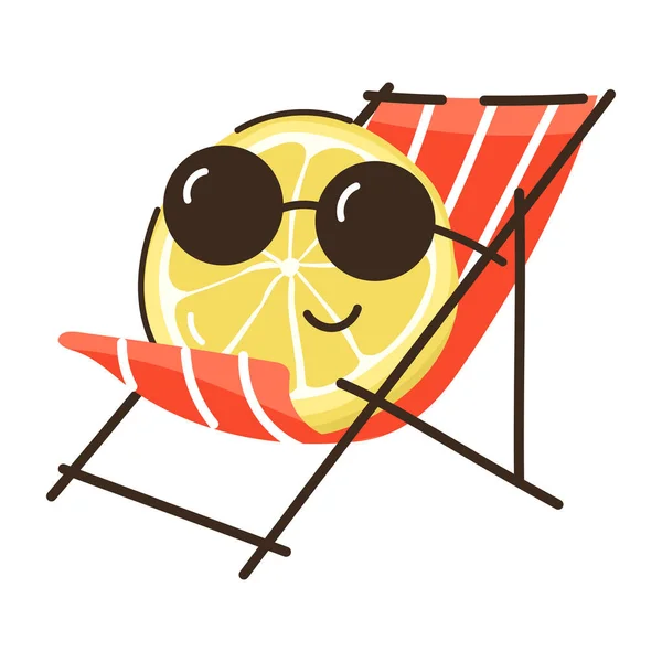 Пляжное Кресло Солнцезащитных Очках Шляпе — стоковый вектор