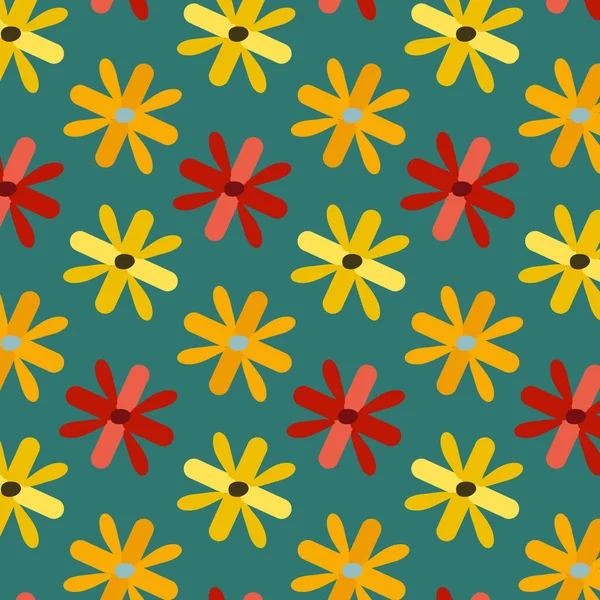 花とのシームレスなパターン ベクターイラスト — ストックベクタ